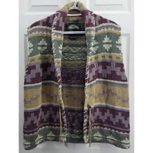 Beaver Canoe Vintage Western Aztec Vest Hand Knit Size Medium
